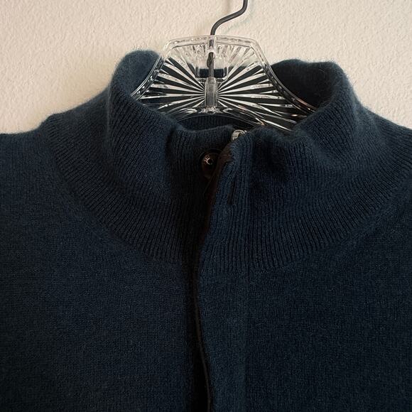 Ermenegildo Zegna Navy Premium Cashmere Fisherman's Sweater 1/4 Zip $1295 - Picture 4 of 9